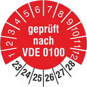 Prüfplaketten Prüfetiketten geprüft nach VDE 0100 2023-2028 18 30 mm