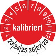 Prüfplaketten Prüfetiketten kalibriert 2023-2028 18 oder 30 mm