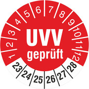 Prüfplaketten Prüfetiketten UVV geprüft 2023 bis 2028 18 oder 30 mm