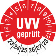 Prüfplaketten Prüfetiketten UVV geprüft 2023 bis 2028 18 oder 30 mm