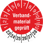 Prüfplaketten Prüfetiketten Verbandmaterial geprüft 2023-2028