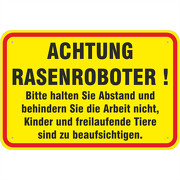 Schild Achtung Rasenroboter 3mm Aluverbund 3 Größen