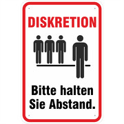 Schild Hinweisschild Diskretion Abstand halten 3mm Aluverbund 3 Größen