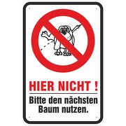 Schild Hundepipi Hunde pinkeln pullern verboten 3mm Aluverbund 3 Maße