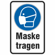 Schild oder Aufkleber Maske Mund- und Nasenschutz tragen