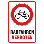 Schild oder Aufkleber Radfahren verboten 3 Größen