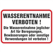 Schild Wasserentnahme verboten 3mm Aluverbund 3 Größen