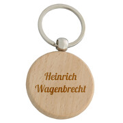 Schlüsselanhänger MILLE rund Holz Anhänger mit Gravur Logo Text