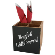 Tischaufsteller DUNDEE mit Kreidetafel Besteck Halter Menage Holz