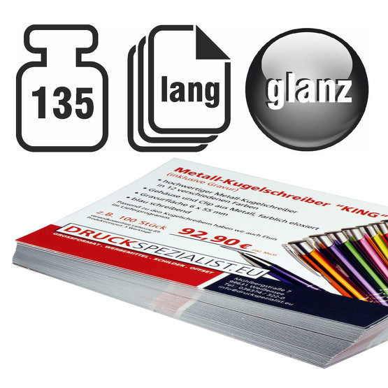 Flyer LANG 135g beidseitig 4/4 glänzend