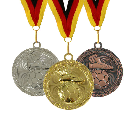 Medaille Fußball 70 mm extra groß und schwer gold silber bronze auch im Set inklusive Band