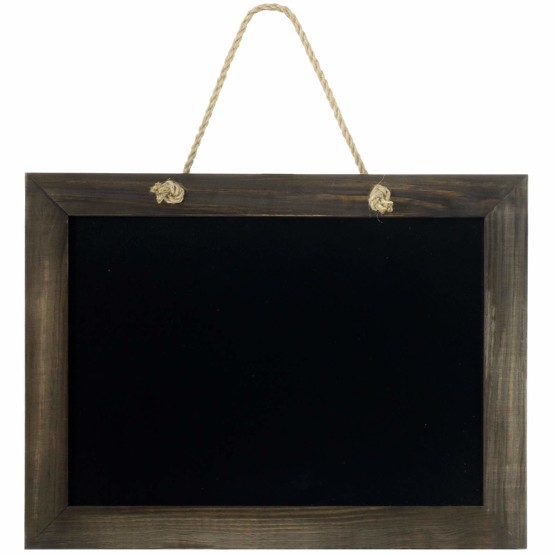 Kreidetafel MEDAN Wandtafel mit Kordel 40x30 cm Tafel Memotafel Echtholz braun