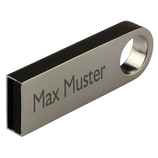 USB Stick als Schlüsselanhänger Keyna 8 16 32GB aus Metall mit Gravur Namen Logo