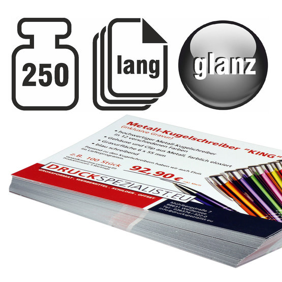 Flyer LANG 250g beidseitig 4/4 glänzend