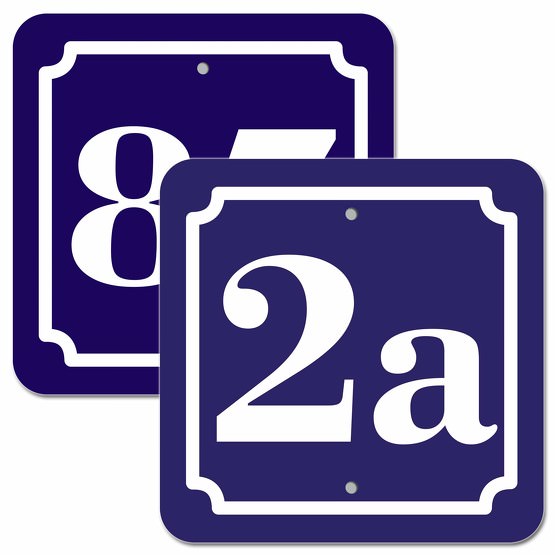 Hausnummer Schild Aluverbund blau 10x10 cm für Zaun Gartentor Tür