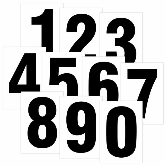 Zahlen schwarz auf weiß 5 cm hoch wetterfest als Aufkleber Regalbeschriftung Klebebuchstaben 50 x 35 mm