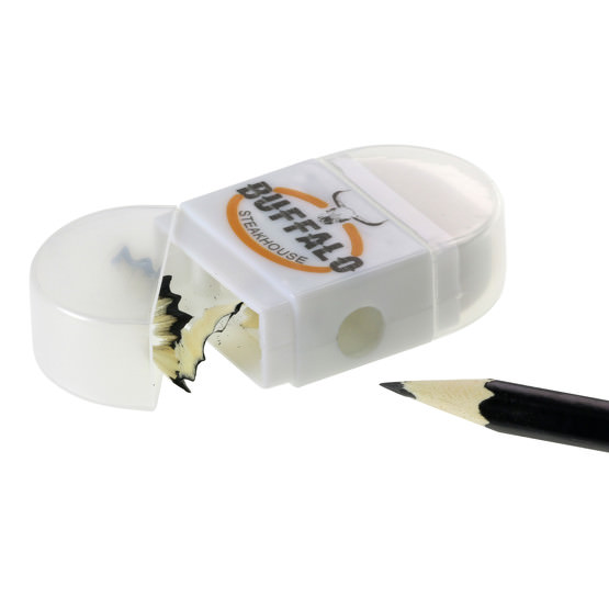 Bleistiftspitzer mit Radiergummi 4-farbig Druck mit Werbung Logo