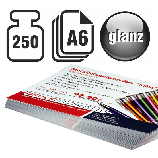 Flyer A6 250g beidseitig 4/4 glänzend