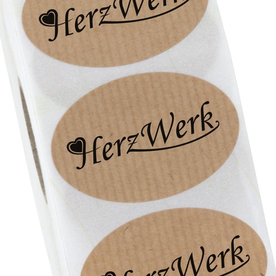 Etiketten Aufkleber NATURAL braun mit Druck individuell 6 x 4 cm oval