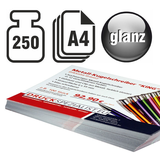Flyer A4 250g beidseitig 4/4 glänzend