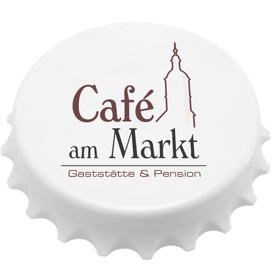 Flaschenöffner Kronkorken groß magentisch mit Logo Druck Fotodruck