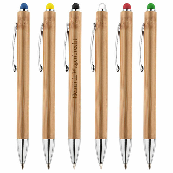 Kugelschreiber BAHO Bambus mit Gravur Logo Namen Touchpen