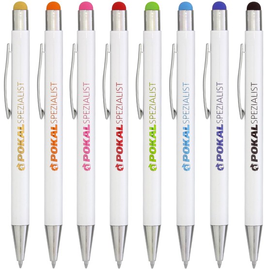 Kugelschreiber BIANCO Touchpen Metall mit Logo Namen Gravur