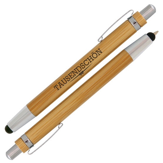 Kugelschreiber LEO Touchpen Bambus mit einfarbigem Druck