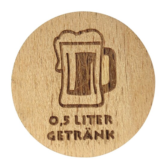 Pfandmarke ULF Holz 40 mm Wertmarke mit Gravur Logo