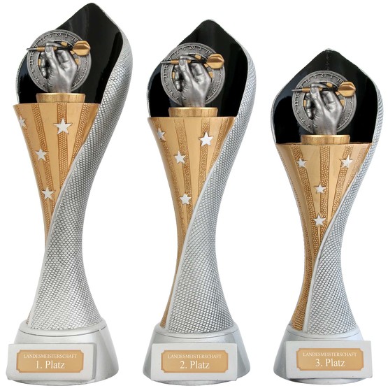 A100 Dart Pokalserie 3er-Serie Pokale Turnier Kids Trophäe Pokal mit Gravur 