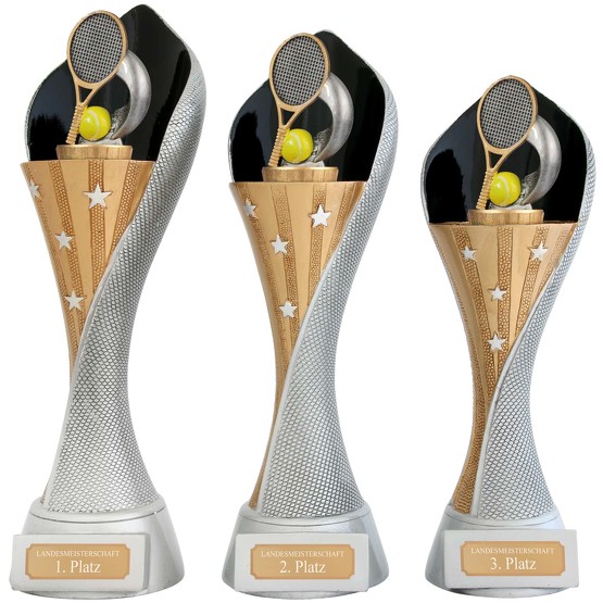 Trophäe Pokal Auszeichnung 2 Größen graviert frei Turin Silber Griffe & Bänder 