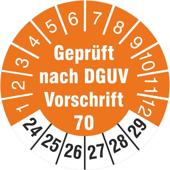 Prüfetiketten geprüft DGUV Information Vorschrift 70 Fahrzeuge 2020-25