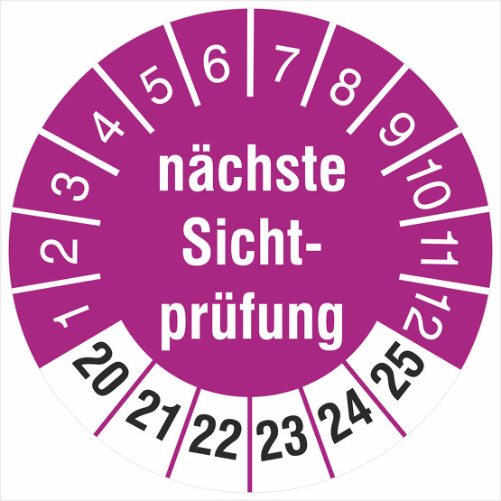 Prüfetiketten nächste Sichtprüfung 2020-2025 Prüfplakette 18 30 mm
