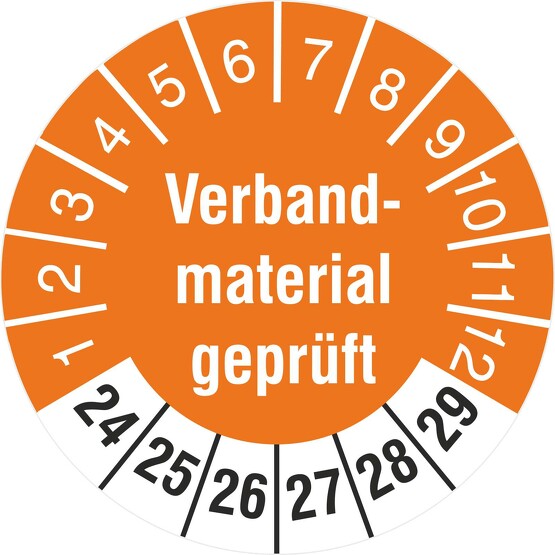 Prüfetiketten Verbandsmaterial geprüft 2020-2025 Prüfplaketten