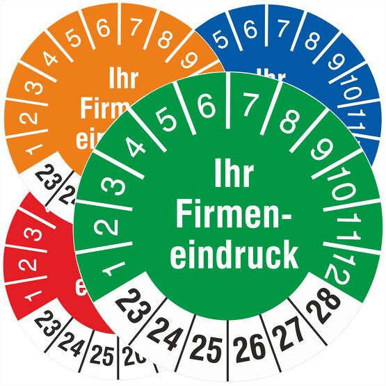 Prüfplaketten Prüfetiketten mit individuellem Druck 2023-2028 18 30 mm