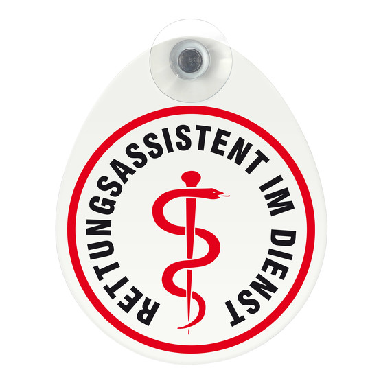 Schild Rettungsassistent im Dienst mit Saugnapf 1,1mm 100 x 120 mm