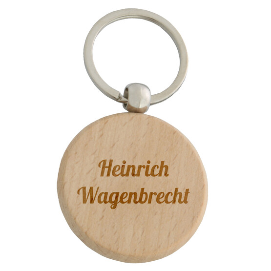 Schlüsselanhänger MILLE rund Holz Anhänger mit Gravur Logo Text